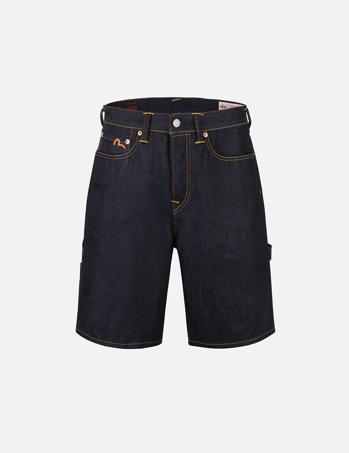 海鷗和標語印花常規版型牛仔短褲